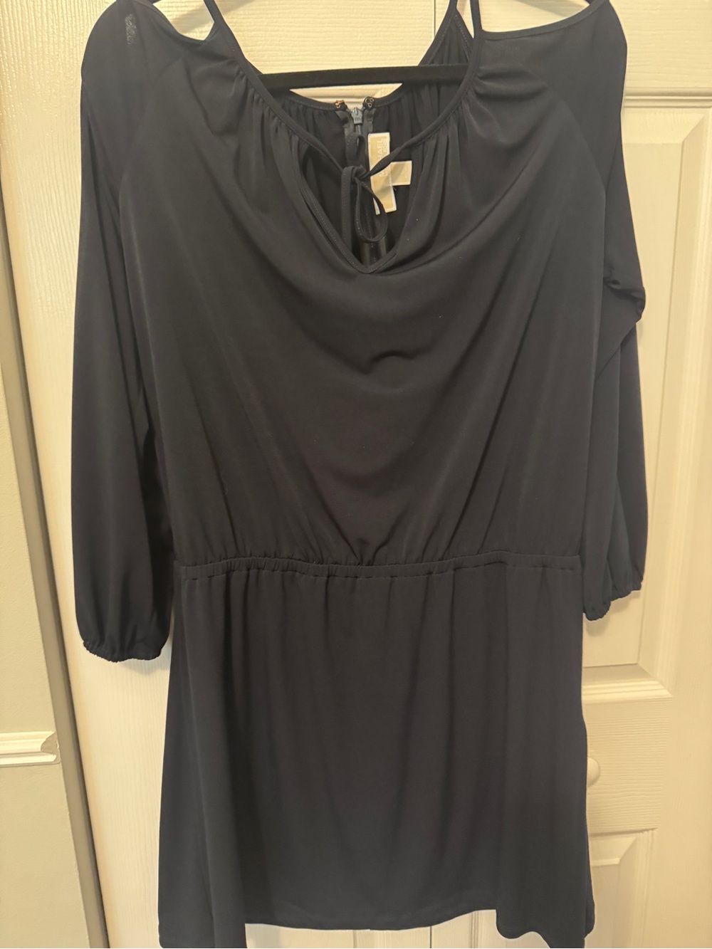 Michael Kors Navy Cold Shoulder Dress with Back Zipper